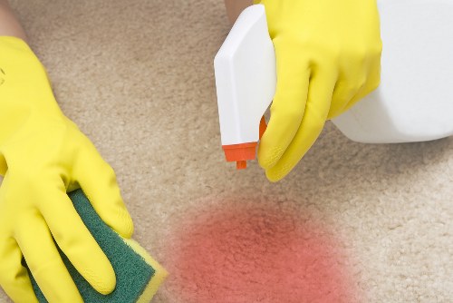 Office cleaners working in a Surrey business reception area