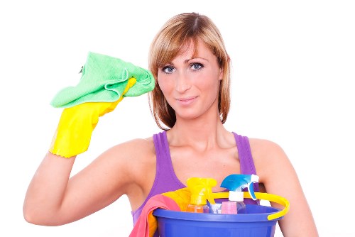 Office cleaning team preparing a Surrey workplace reception area