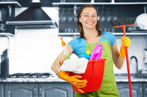 Professional oven cleaning process removing grease and burnt residue